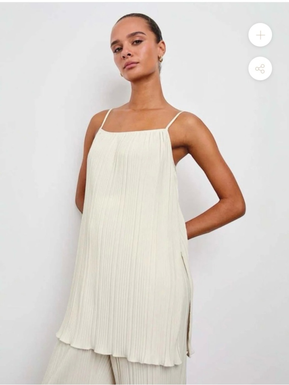 Rails Rachel Ivory Plissé Tunic Top NWT Small | Babydoll Pleated Camisole Luxe